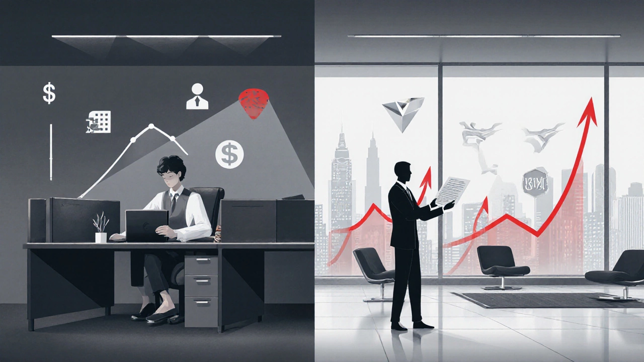 Two contrasting career paths showing stagnant vs. soaring salary trajectories
