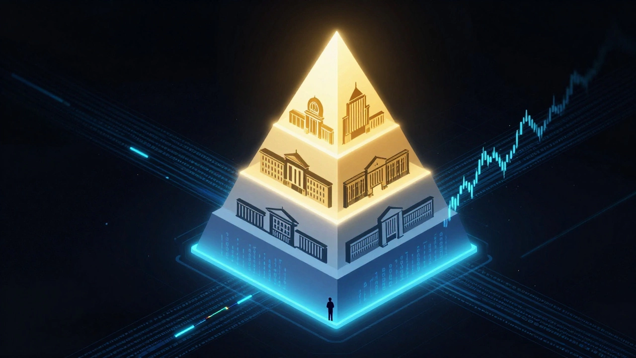 3D pyramid showing business school tiers and salary gaps