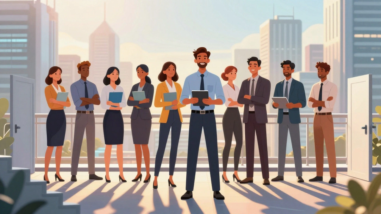 Confident young professionals enjoying success and stability in careers
