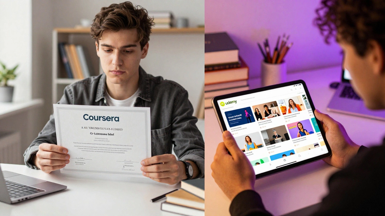 Contrast between academic certificates and diverse course marketplaces