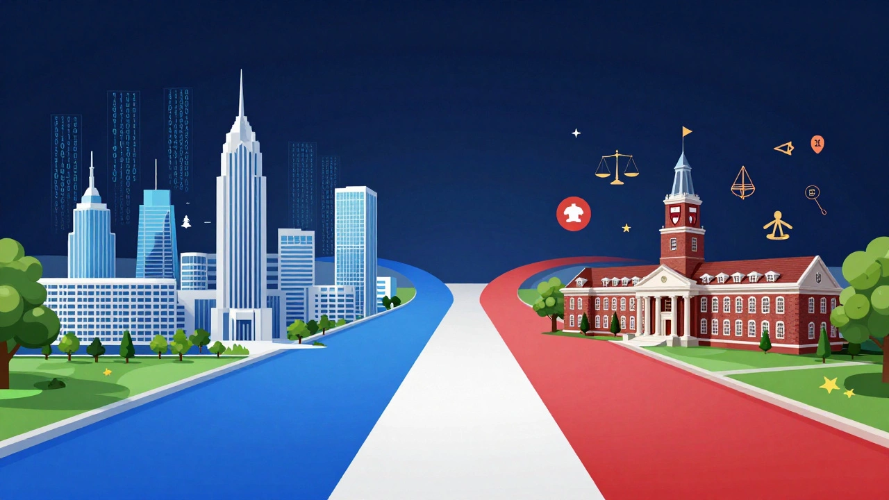 Illustration comparing IIT tech careers and Harvard leadership paths