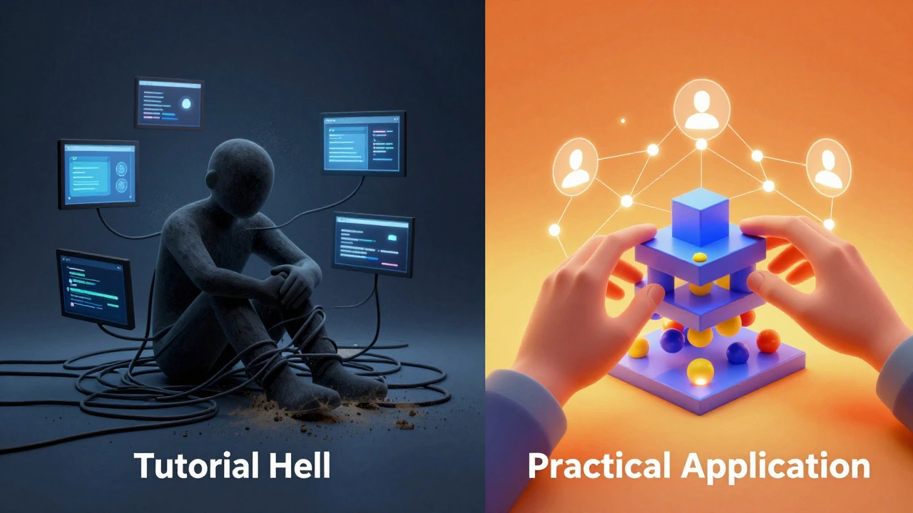 Contrast between passive video watching and active project building in online learning