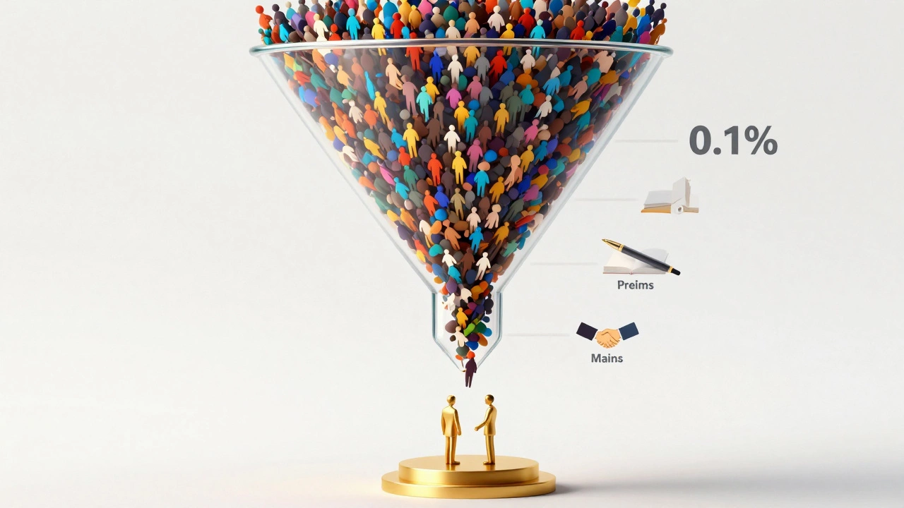 Funnel diagram showing drastic drop in candidates to final selection