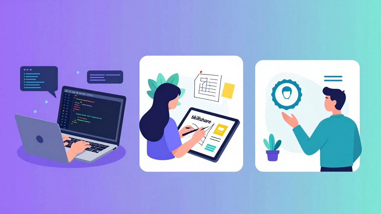 Vector illustration of coding, design, and professional learning niches