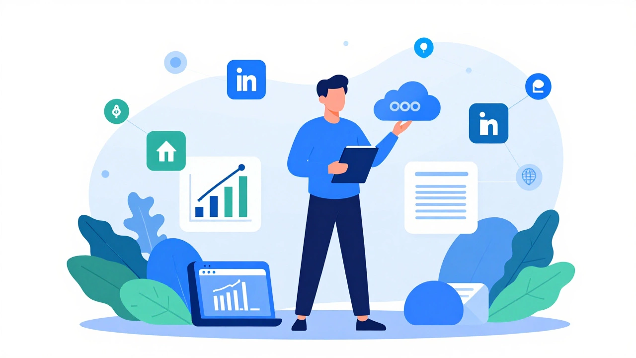 Vector illustration of professional skills and online credential network