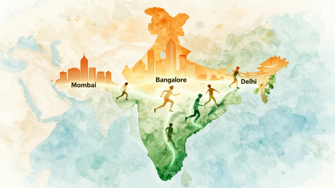 Artistic map of India showing connected cities representing standardized education
