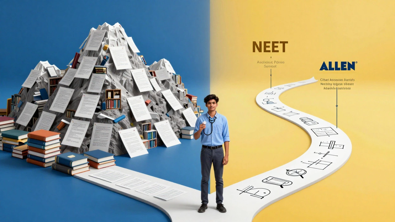 Student choosing between steep mountain and gentle path metaphors