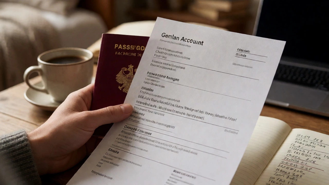 Hand holding visa proof of funds documents
