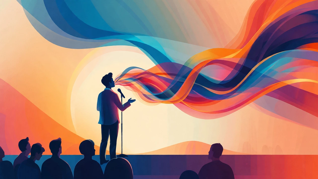 Abstract visualization of confident speech bridging communication gaps